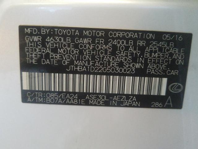 2016 LEXUS IS 200T JTHBA1D22G5030023