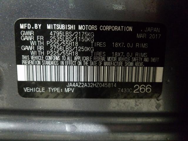 2017 MITSUBISHI OUTLANDER JA4AZ2A32HZ045814