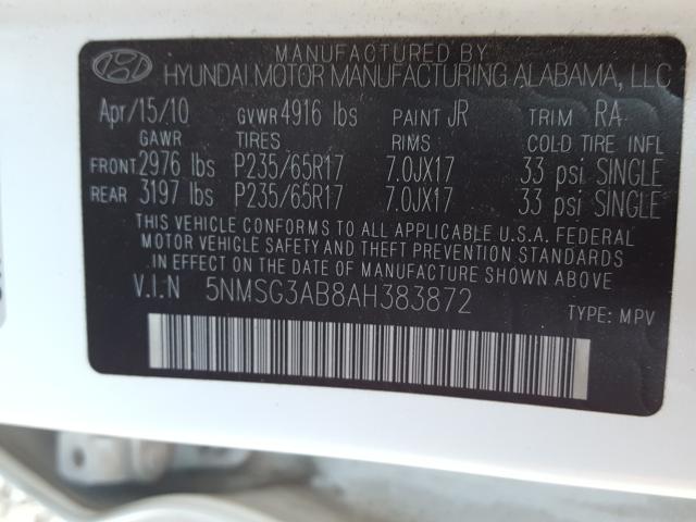 2010 HYUNDAI SANTA FE 5NMSG3AB8AH383872