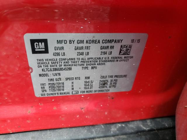 2016 CHEVROLET TRAX 1LT KL7CJLSB6GB545268