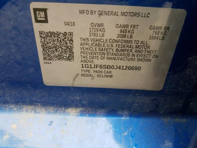 2018 CHEVROLET SONIC PREM 1G1JF6SB0J4126690