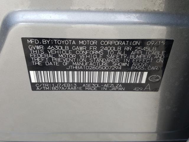 2016 LEXUS IS 200T JTHBA1D26G5007294