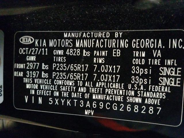 2012 KIA SORENTO BA 5XYKT3A69CG268287