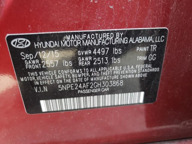 2016 HYUNDAI SONATA SE 5NPE24AF2GH303868