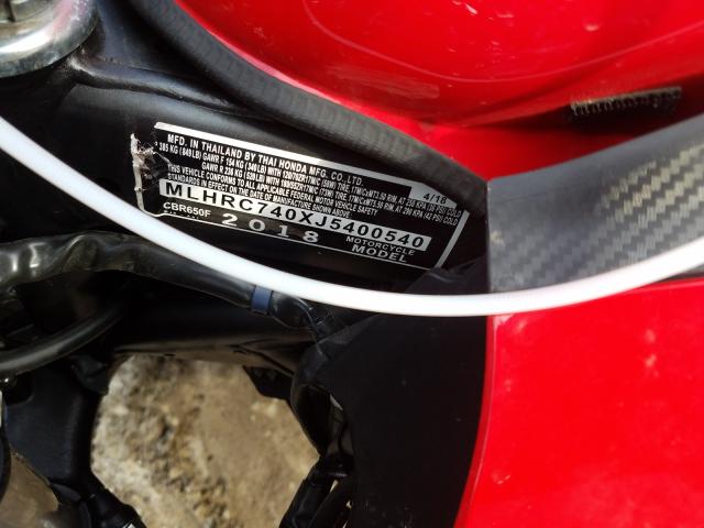 2018 HONDA CBR650 F MLHRC740XJ5400540