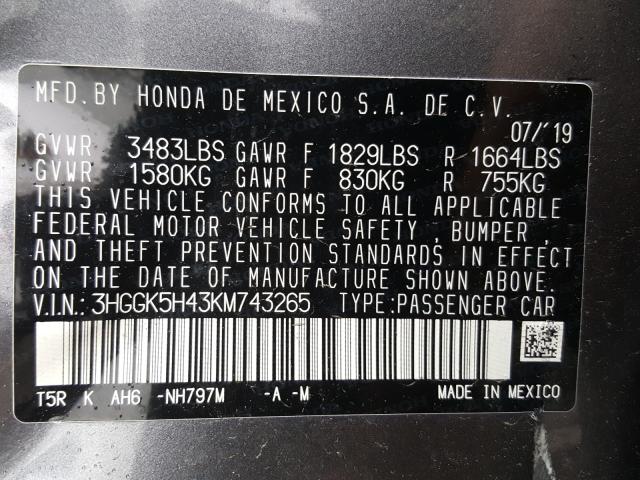 2019 HONDA FIT LX 3HGGK5H43KM743265
