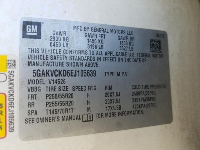 2014 BUICK ENCLAVE 5GAKVCKD6EJ105639