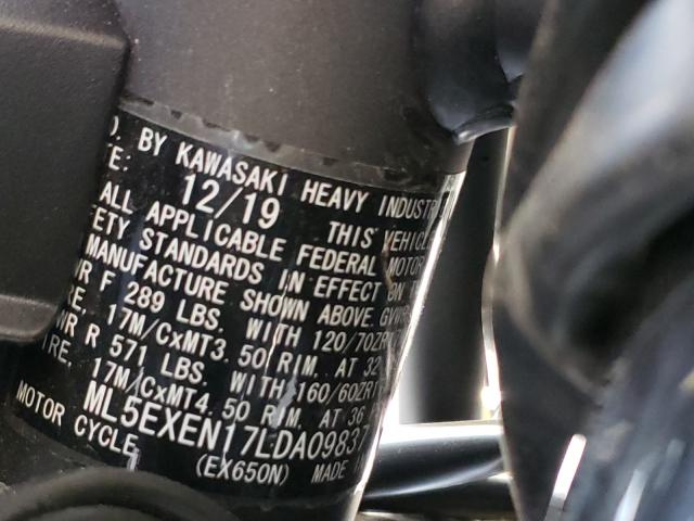 2020 KAWASAKI EX650 N ML5EXEN17LDA09837