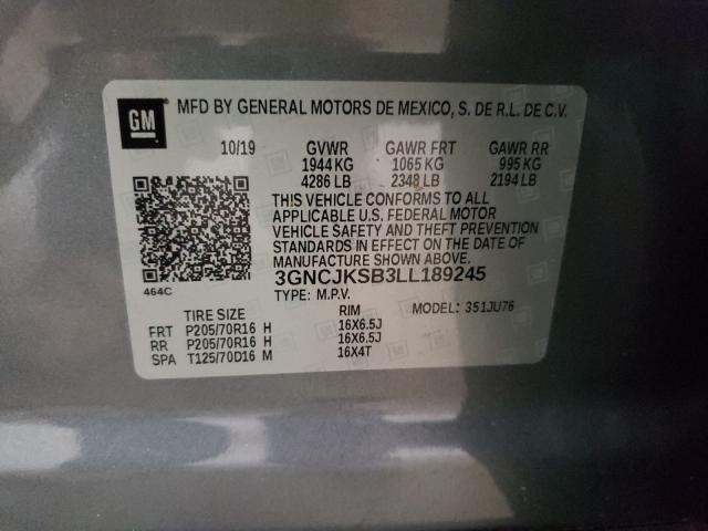 2020 CHEVROLET TRAX LS 3GNCJKSB3LL189245