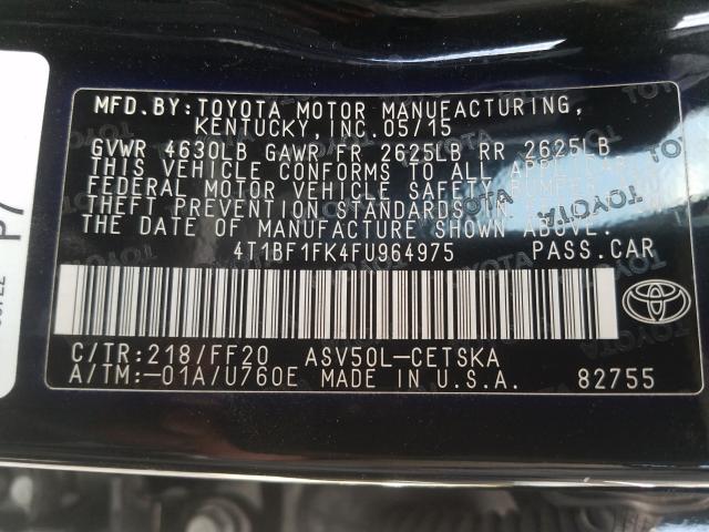 2015 TOYOTA CAMRY LE 4T1BF1FK4FU964975