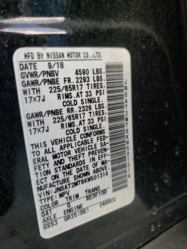 2019 NISSAN ROGUE S JN8AT2MT6KW501314