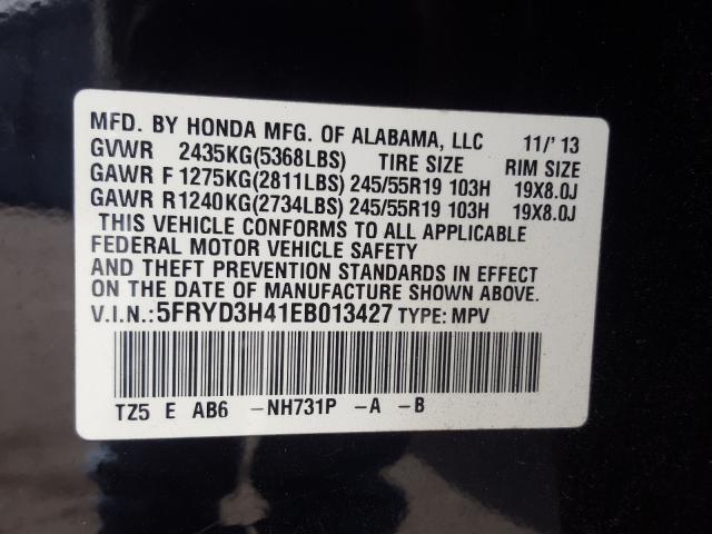 2014 ACURA MDX TECHNO 5FRYD3H41EB013427