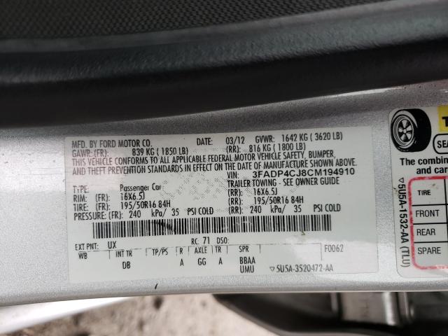 2012 FORD FIESTA SEL 3FADP4CJ8CM194910