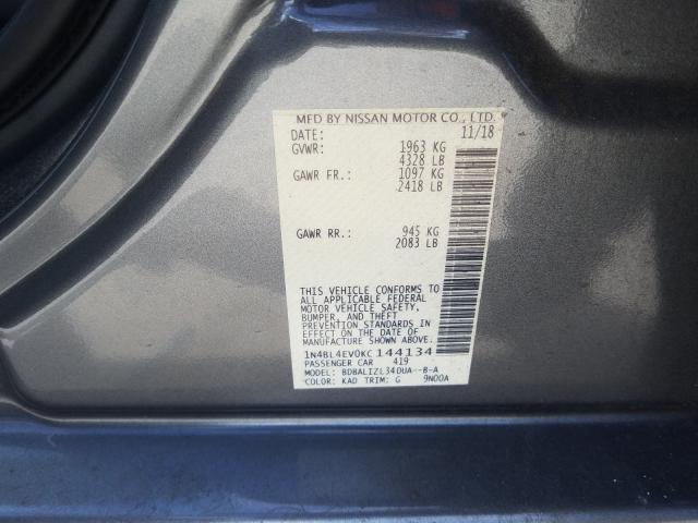 2019 NISSAN ALTIMA SL 1N4BL4EV0KC144134