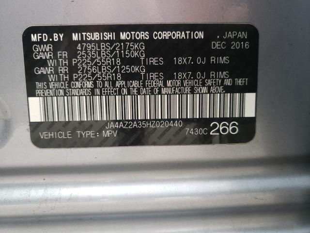 2017 MITSUBISHI OUTLANDER JA4AZ2A35HZ020440