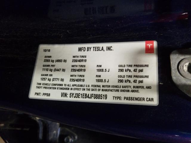 2018 TESLA MODEL 3 5YJ3E1EB4JF088519