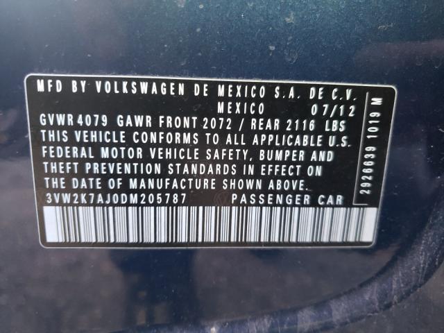 2013 VOLKSWAGEN JETTA BASE 3VW2K7AJ0DM205787