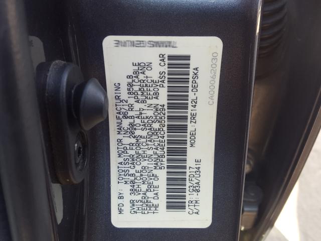 2012 TOYOTA COROLLA BA 5YFBU4EE4CP055294