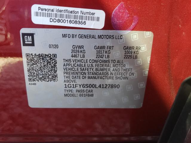 2020 CHEVROLET BOLT EV LT 1G1FY6S00L4127890