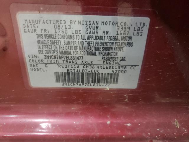 2014 NISSAN VERSA S 3N1CN7AP7EL831477