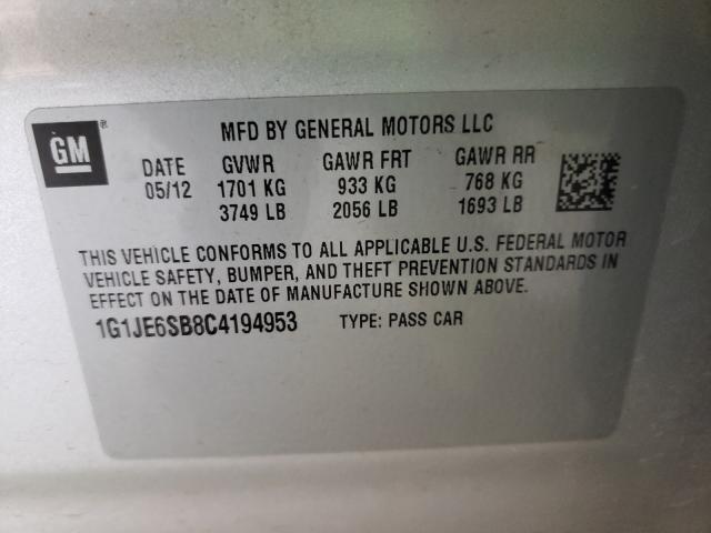 2012 CHEVROLET SONIC LTZ 1G1JE6SB8C4194953
