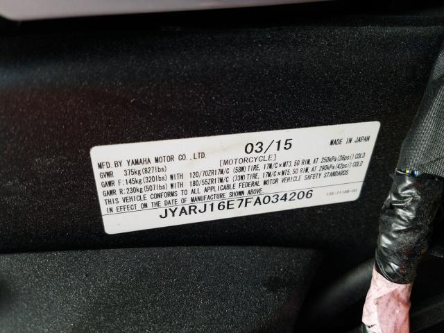 2015 YAMAHA YZFR6 JYARJ16E7FA034206