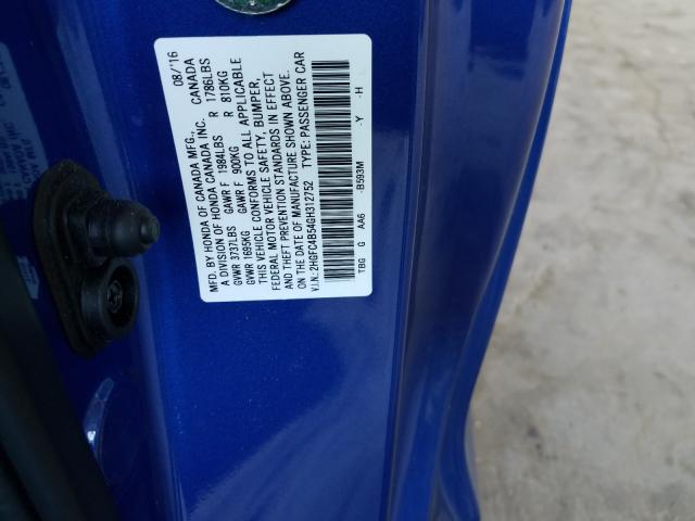 2016 HONDA CIVIC LX 2HGFC4B54GH312752