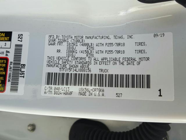 2020 TOYOTA TUNDRA DOU 5TFUY5F14LX888156