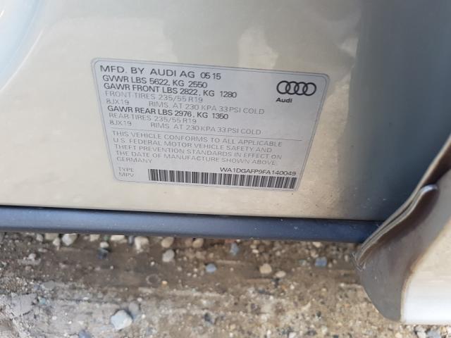 2015 AUDI Q5 PREMIUM WA1DGAFP9FA140049