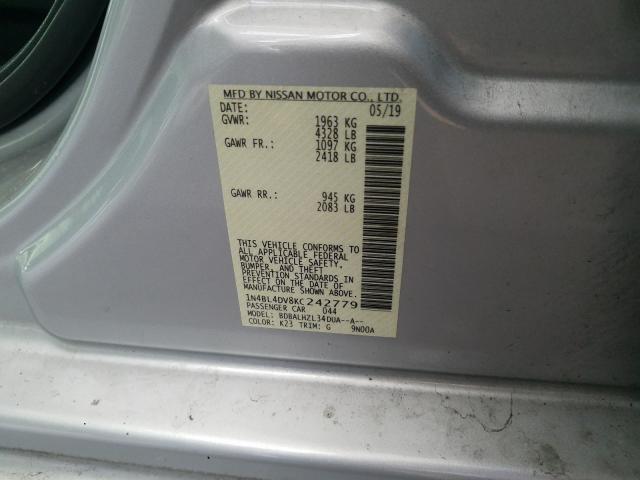 2019 NISSAN ALTIMA SV 1N4BL4DV8KC242779