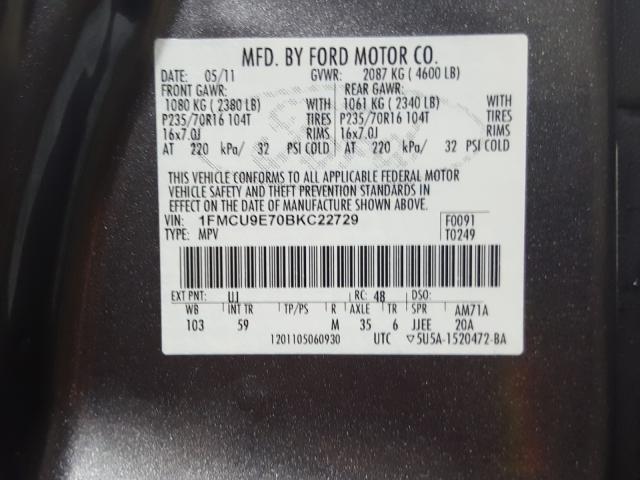 2011 FORD ESCAPE LIM 1FMCU9E70BKC22729