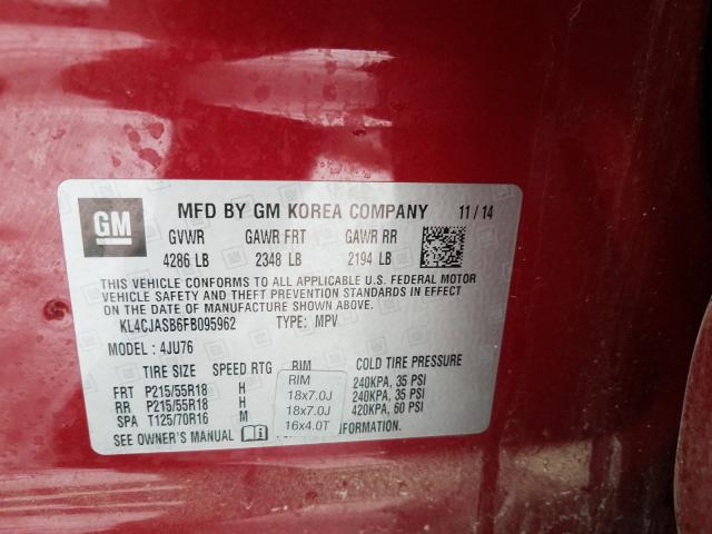 2015 BUICK ENCORE KL4CJASB6FB095962