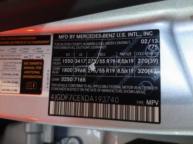 2013 MERCEDES-BENZ GLE 450 4M 4JGDF7CEXDA193740