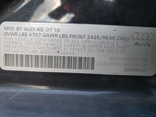 2011 AUDI A4 PREMIUM WAUAFAFL4BN009135