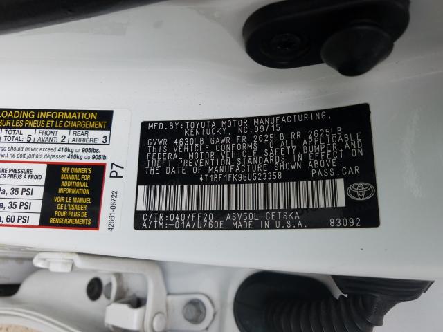 2016 TOYOTA CAMRY LE - 4T1BF1FK9GU523358