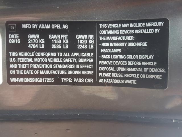 2017 BUICK CASCADA PR W04WH3N59HG017255