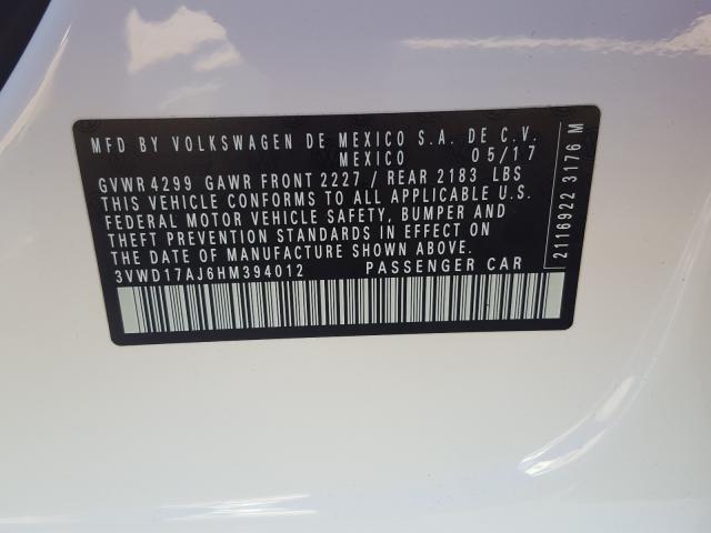2017 VOLKSWAGEN JETTA SPOR 3VWD17AJ6HM394012