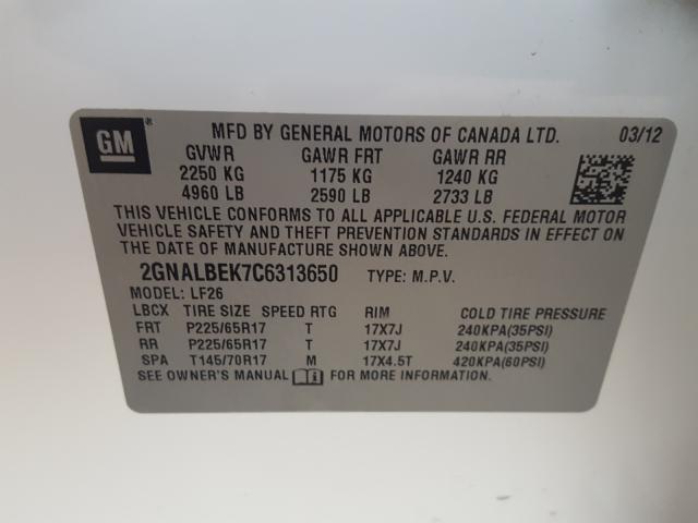 2012 CHEVROLET EQUINOX LS 2GNALBEK7C6313650