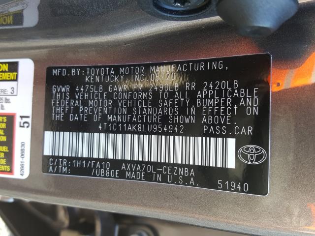 2020 TOYOTA CAMRY LE 4T1C11AK8LU954942