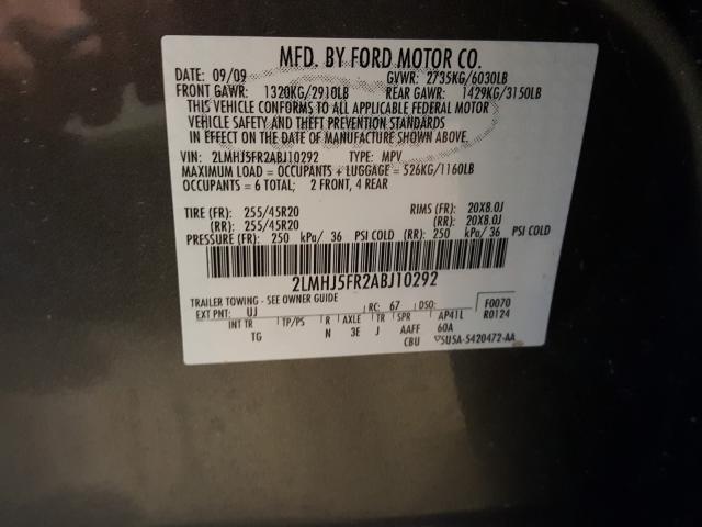 2010 LINCOLN MKT 2LMHJ5FR2ABJ10292
