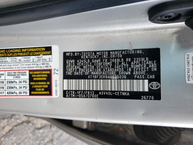 2010 TOYOTA CAMRY BASE 4T1BF3EK6AU035036