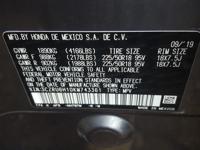 2019 HONDA HR-V SPORT 3CZRU6H10KM743361
