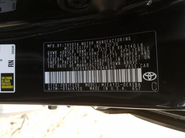 2020 TOYOTA COROLLA SE 5YFS4RCE2LP048540