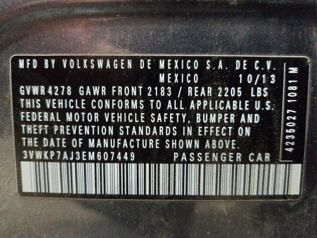 2014 VOLKSWAGEN JETTA S 3VWKP7AJ3EM607449