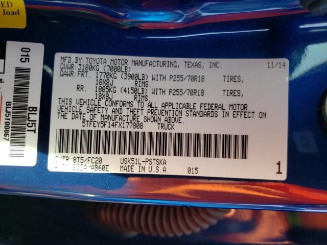 2015 TOYOTA TUNDRA CRE 5TFEY5F14FX177808