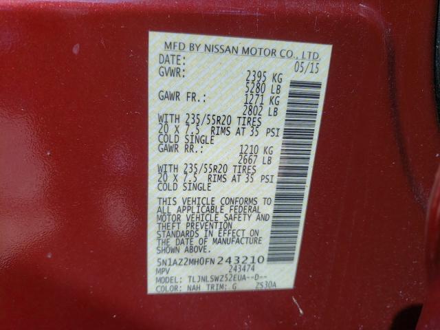 2015 NISSAN MURANO S 5N1AZ2MH0FN243210