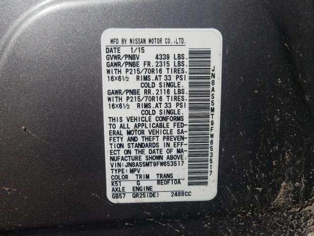2015 NISSAN ROGUE SELE JN8AS5MT9FW653517