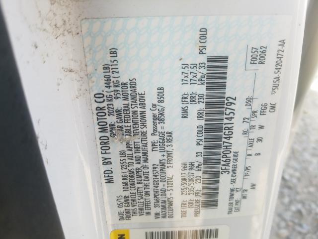 2016 FORD FUSION SE - 3FA6P0H74GR145792