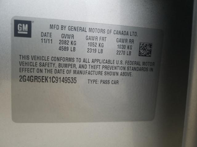 2012 BUICK REGAL 2G4GR5EK1C9149535