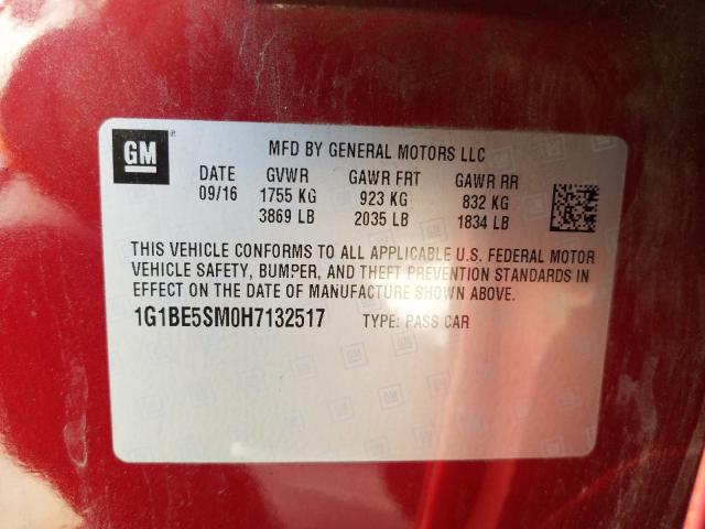 2017 CHEVROLET CRUZE LT - 1G1BE5SM0H7132517